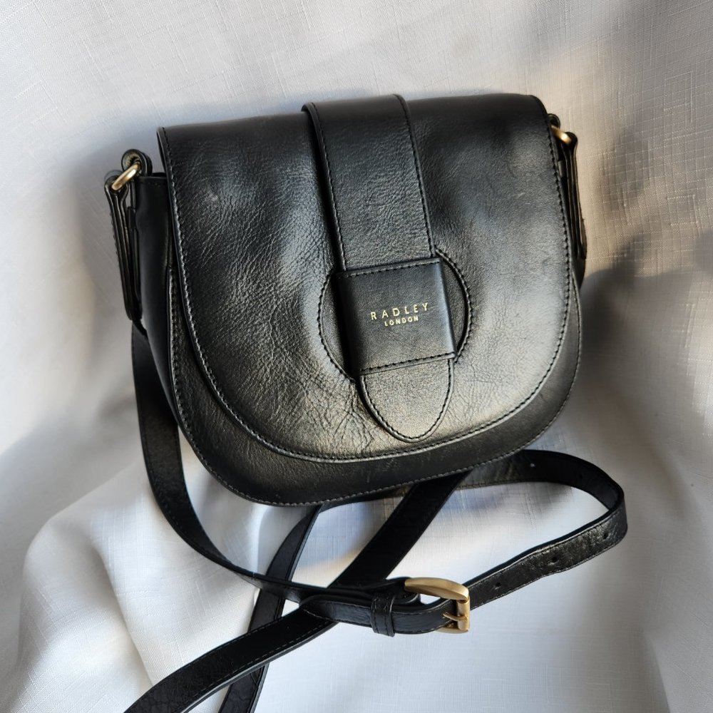Radley London Black Leather Lady Crossbody Bag /Purse